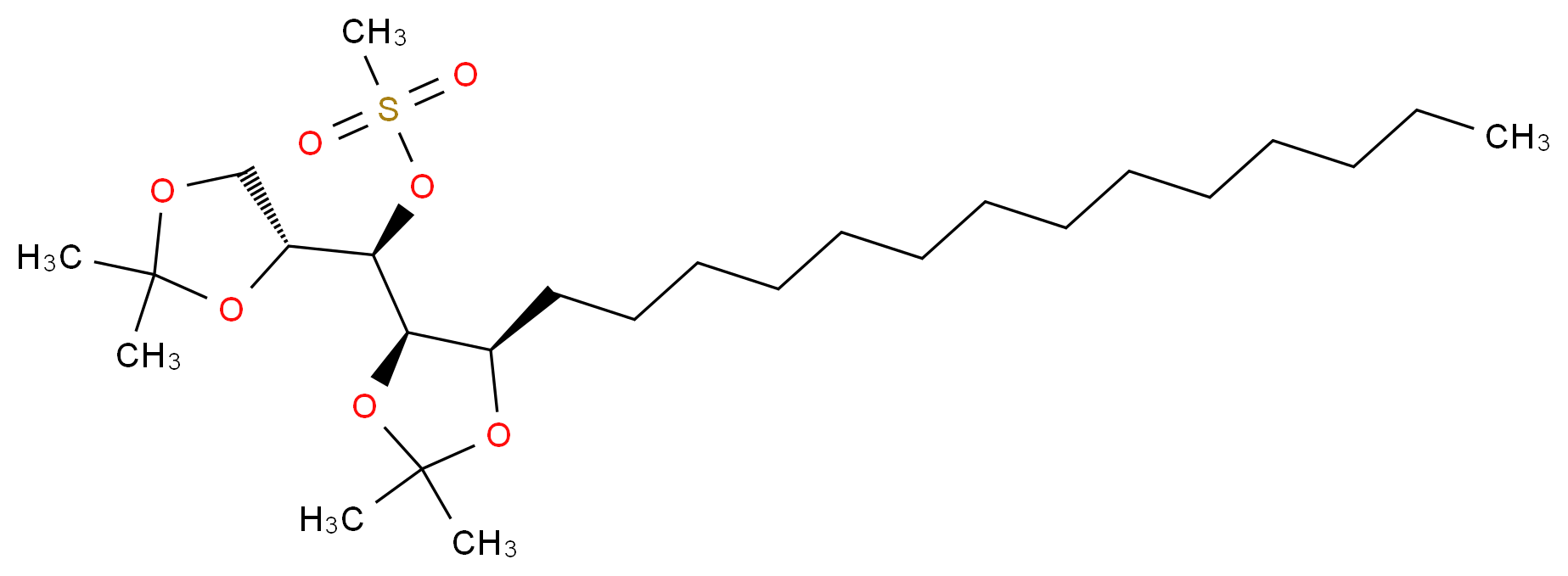 (R)-[(4R)-2,2-dimethyl-1,3-dioxolan-4-yl][(4R,5R)-2,2-dimethyl-5-tetradecyl-1,3-dioxolan-4-yl]methyl methanesulfonate_分子结构_CAS_570414-09-4