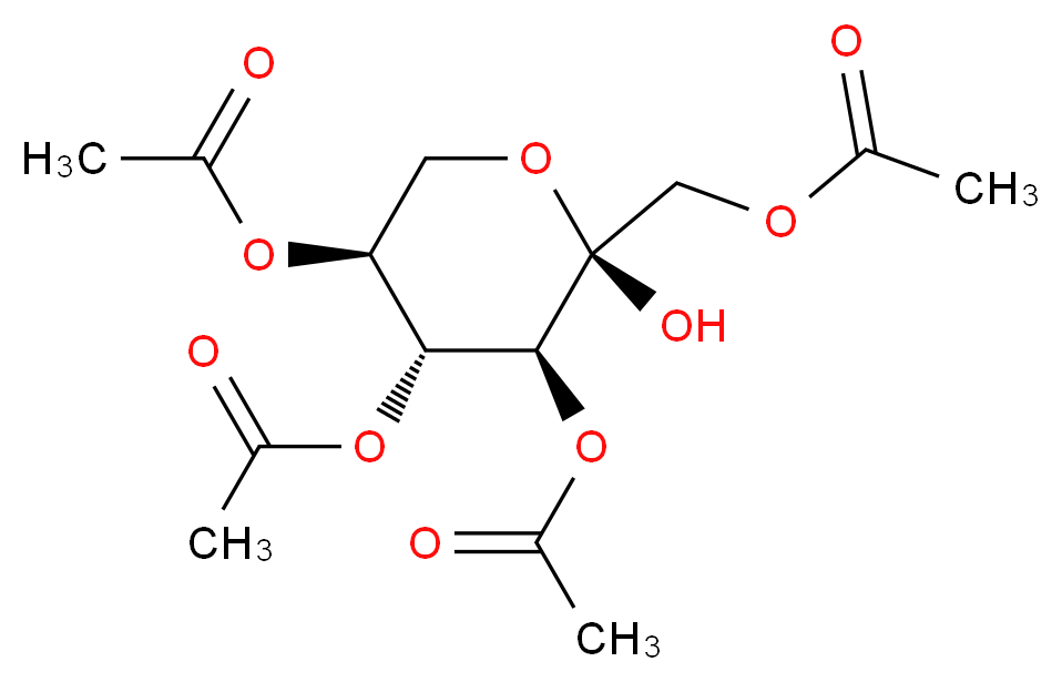 [(2R,3S,4R,5S)-3,4,5-tris(acetyloxy)-2-hydroxyoxan-2-yl]methyl acetate_分子结构_CAS_109525-53-3