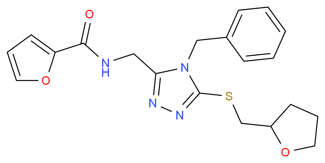 N-({4-benzyl-5-[(tetrahydro-2-furanylmethyl)thio]-4H-1,2,4-triazol-3-yl}methyl)-2-furamide_分子结构_CAS_)