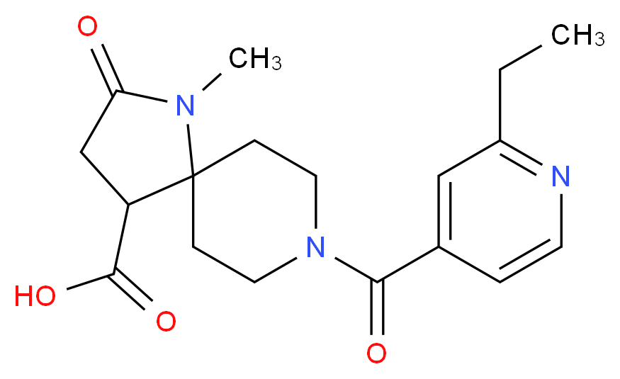 8-(2-ethylisonicotinoyl)-1-methyl-2-oxo-1,8-diazaspiro[4.5]decane-4-carboxylic acid_分子结构_CAS_)
