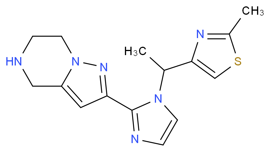 2-{1-[1-(2-methyl-1,3-thiazol-4-yl)ethyl]-1H-imidazol-2-yl}-4,5,6,7-tetrahydropyrazolo[1,5-a]pyrazine_分子结构_CAS_)