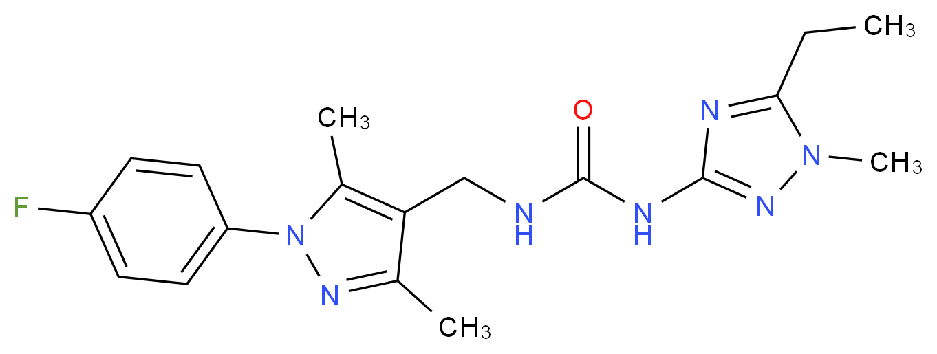 N-(5-ethyl-1-methyl-1H-1,2,4-triazol-3-yl)-N'-{[1-(4-fluorophenyl)-3,5-dimethyl-1H-pyrazol-4-yl]methyl}urea_分子结构_CAS_)