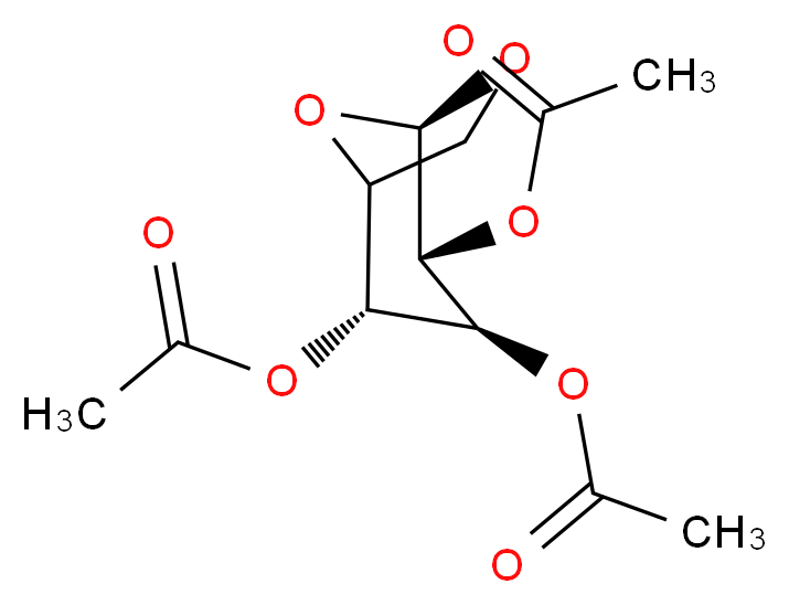 (2R,3S,4R,5R)-2,3-bis(acetyloxy)-6,8-dioxabicyclo[3.2.1]octan-4-yl acetate_分子结构_CAS_13242-55-2