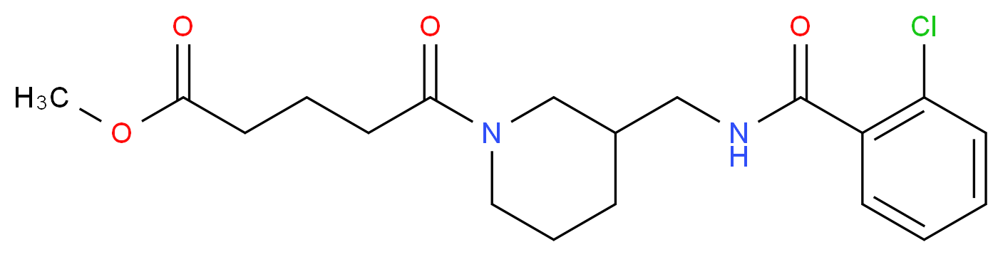 methyl 5-(3-{[(2-chlorobenzoyl)amino]methyl}-1-piperidinyl)-5-oxopentanoate_分子结构_CAS_)