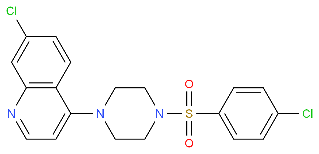 7-chloro-4-[4-(4-chlorobenzenesulfonyl)piperazin-1-yl]quinoline_分子结构_CAS_774549-97-2