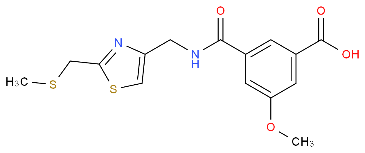 3-methoxy-5-{[({2-[(methylthio)methyl]-1,3-thiazol-4-yl}methyl)amino]carbonyl}benzoic acid_分子结构_CAS_)