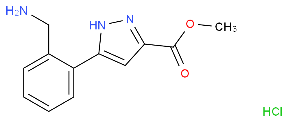 Methyl 5-(2-(aminomethyl)phenyl)-1H-pyrazole-3-carboxylate  hydrochloride_分子结构_CAS_1204580-90-4)