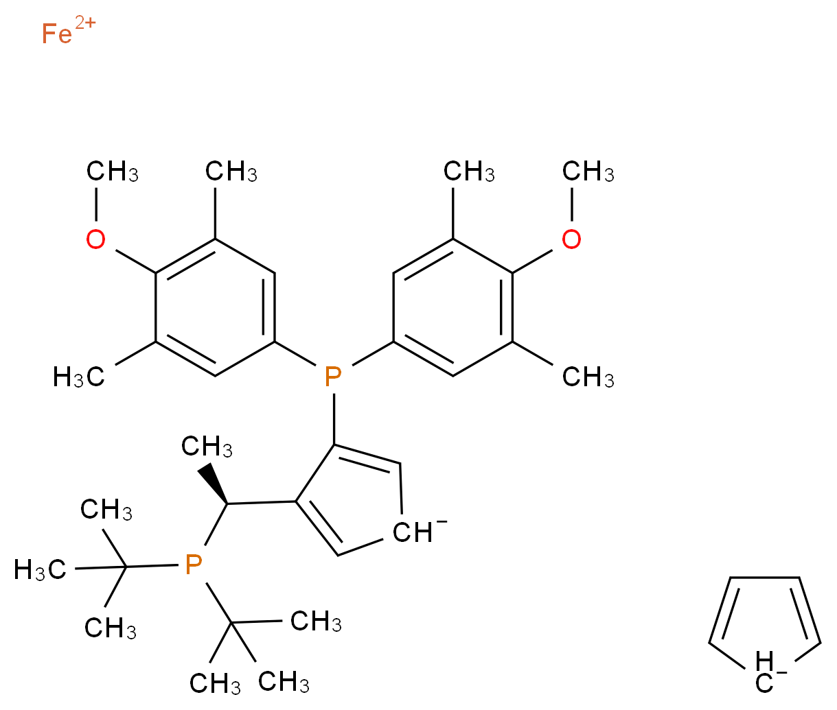 (S)-1-[(RP)-2-[双(4-甲氧基-3,5-二甲苯基)膦]二茂铁基}乙基二叔丁基膦_分子结构_CAS_849924-40-9)