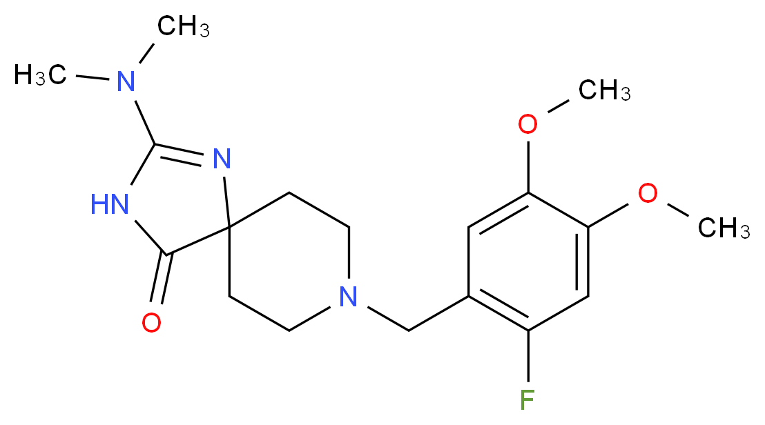 2-(dimethylamino)-8-(2-fluoro-4,5-dimethoxybenzyl)-1,3,8-triazaspiro[4.5]dec-1-en-4-one_分子结构_CAS_)