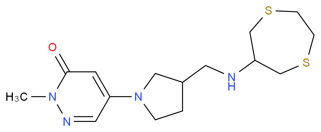 5-{3-[(1,4-dithiepan-6-ylamino)methyl]pyrrolidin-1-yl}-2-methylpyridazin-3(2H)-one_分子结构_CAS_)