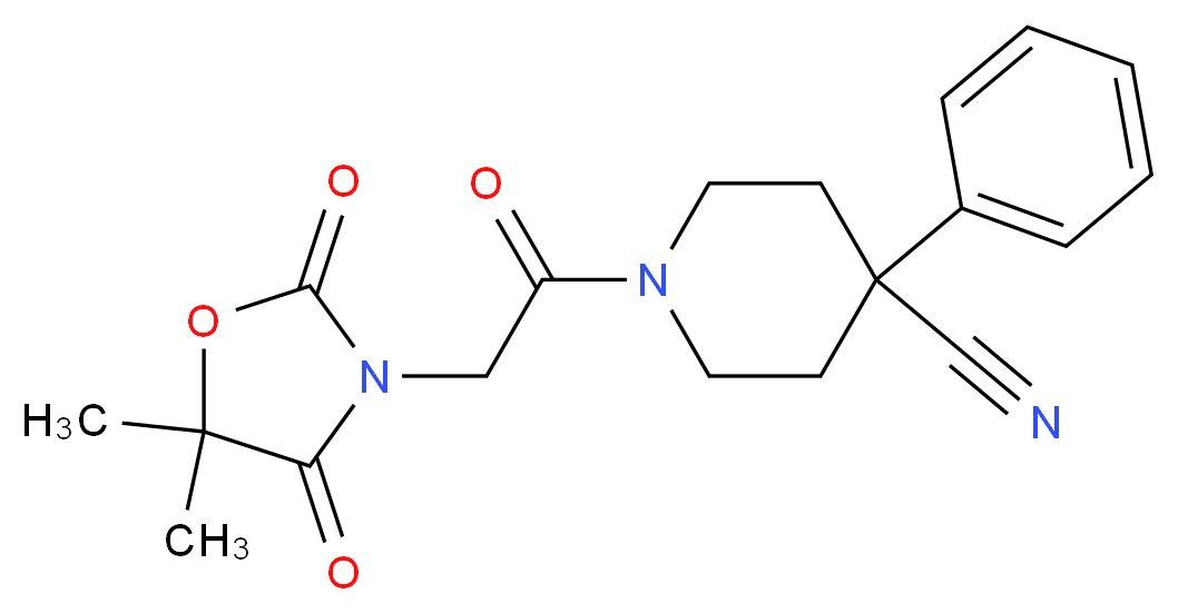 1-[(5,5-dimethyl-2,4-dioxo-1,3-oxazolidin-3-yl)acetyl]-4-phenylpiperidine-4-carbonitrile_分子结构_CAS_)