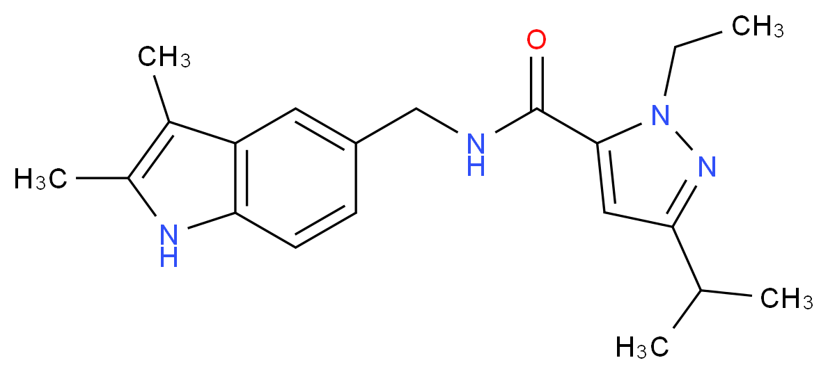 N-[(2,3-dimethyl-1H-indol-5-yl)methyl]-1-ethyl-3-isopropyl-1H-pyrazole-5-carboxamide_分子结构_CAS_)