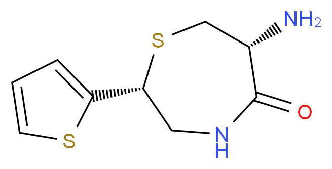 (2R,6R)-6-amino-2-(thiophen-2-yl)-1,4-thiazepan-5-one_分子结构_CAS_110221-27-7