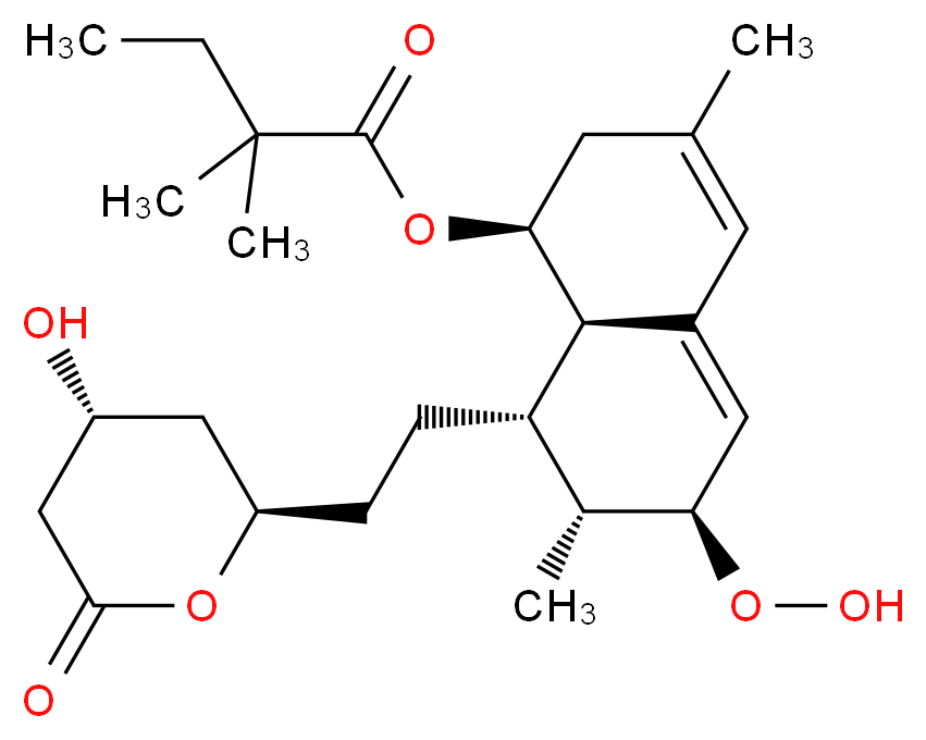 (1S,6S,7R,8S,8aR)-6-hydroperoxy-8-{2-[(2R,4R)-4-hydroxy-6-oxooxan-2-yl]ethyl}-3,7-dimethyl-1,2,6,7,8,8a-hexahydronaphthalen-1-yl 2,2-dimethylbutanoate_分子结构_CAS_149949-01-9