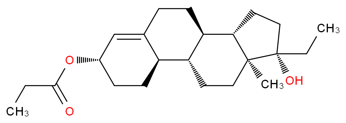 (1S,2R,5S,10R,11S,14S,15S)-14-ethyl-14-hydroxy-15-methyltetracyclo[8.7.0.0<sup>2</sup>,<sup>7</sup>.0<sup>1</sup><sup>1</sup>,<sup>1</sup><sup>5</sup>]heptadec-6-en-5-yl propanoate_分子结构_CAS_3638-82-2