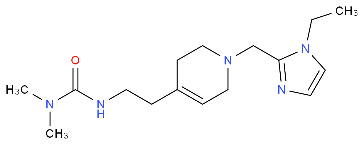 N'-(2-{1-[(1-ethyl-1H-imidazol-2-yl)methyl]-1,2,3,6-tetrahydropyridin-4-yl}ethyl)-N,N-dimethylurea_分子结构_CAS_)