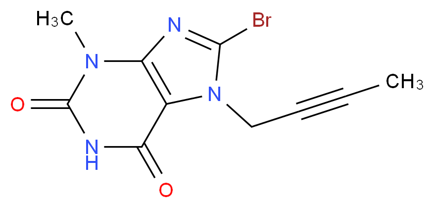 8-bromo-7-(but-2-yn-1-yl)-3-methyl-2,3,6,7-tetrahydro-1H-purine-2,6-dione_分子结构_CAS_666816-98-4
