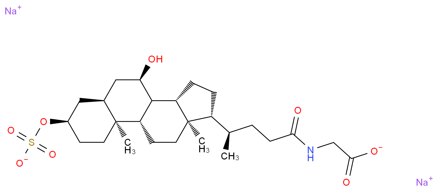 disodium 2-[(4R)-4-[(1S,2S,5R,7R,9R,10R,11S,14R,15R)-9-hydroxy-2,15-dimethyl-5-(sulfonatooxy)tetracyclo[8.7.0.0<sup>2</sup>,<sup>7</sup>.0<sup>1</sup><sup>1</sup>,<sup>1</sup><sup>5</sup>]heptadecan-14-yl]pentanamido]acetate_分子结构_CAS_66874-09-7