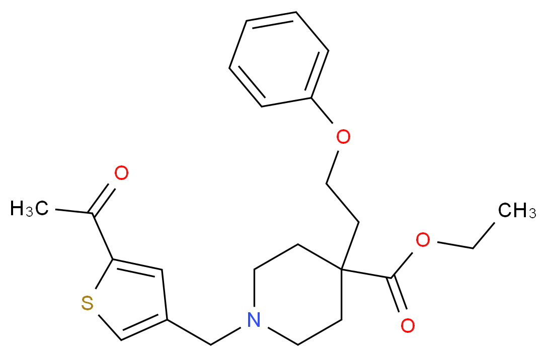 ethyl 1-[(5-acetyl-3-thienyl)methyl]-4-(2-phenoxyethyl)-4-piperidinecarboxylate_分子结构_CAS_)