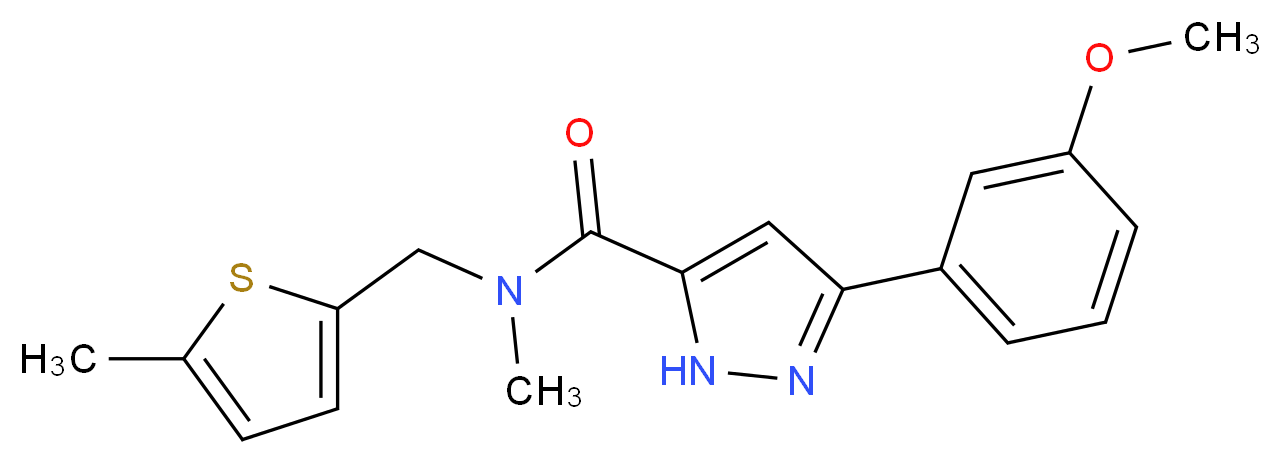 3-(3-methoxyphenyl)-N-methyl-N-[(5-methyl-2-thienyl)methyl]-1H-pyrazole-5-carboxamide_分子结构_CAS_)