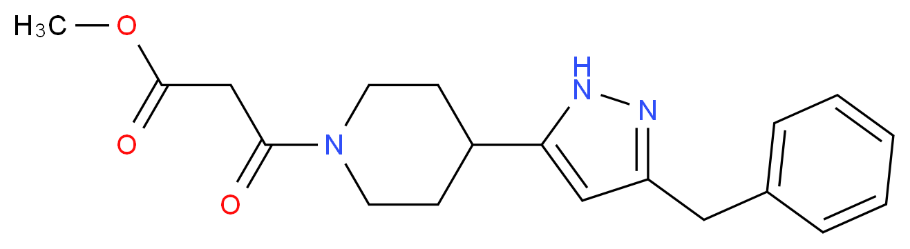 methyl 3-[4-(3-benzyl-1H-pyrazol-5-yl)piperidin-1-yl]-3-oxopropanoate_分子结构_CAS_)
