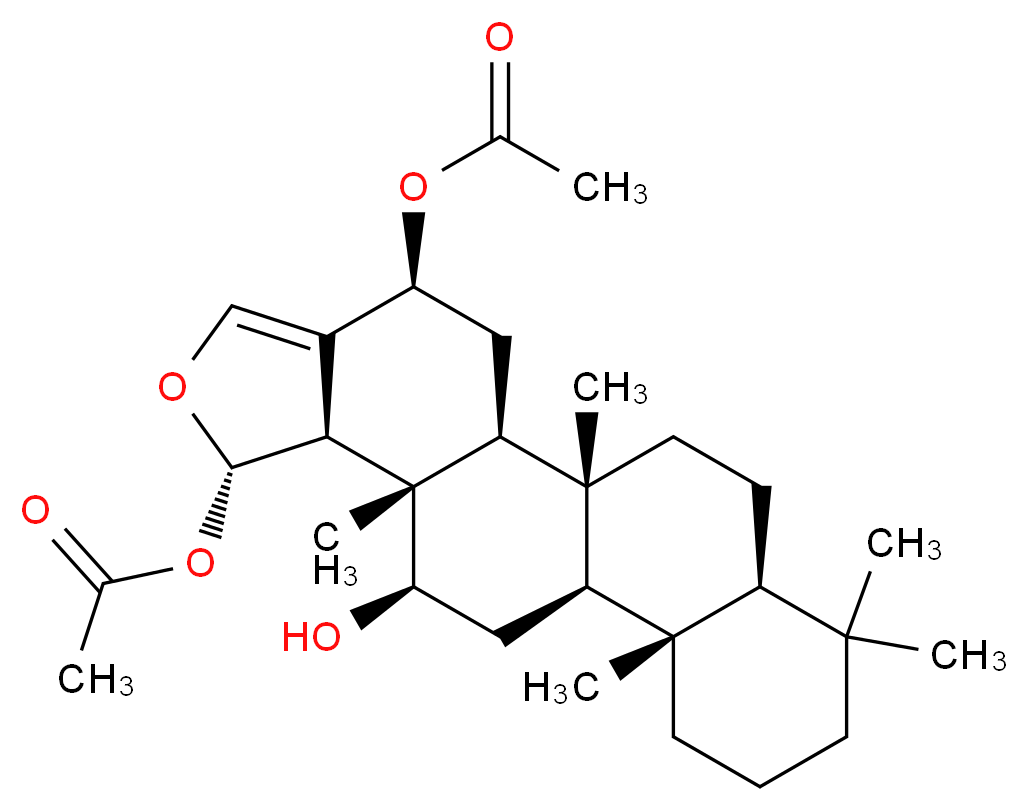 (1R,2S,4S,8S,9R,10S,11R,13R,14S,19S)-4-(acetyloxy)-11-hydroxy-1,10,14,18,18-pentamethyl-7-oxapentacyclo[11.8.0.0<sup>2</sup>,<sup>1</sup><sup>0</sup>.0<sup>5</sup>,<sup>9</sup>.0<sup>1</sup><sup>4</sup>,<sup>1</sup><sup>9</sup>]henicos-5-en-8-yl acetate_分子结构_CAS_62008-04-2