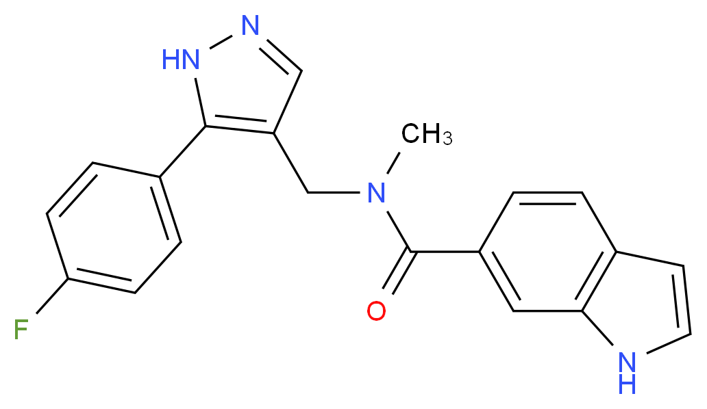 N-{[5-(4-fluorophenyl)-1H-pyrazol-4-yl]methyl}-N-methyl-1H-indole-6-carboxamide_分子结构_CAS_)