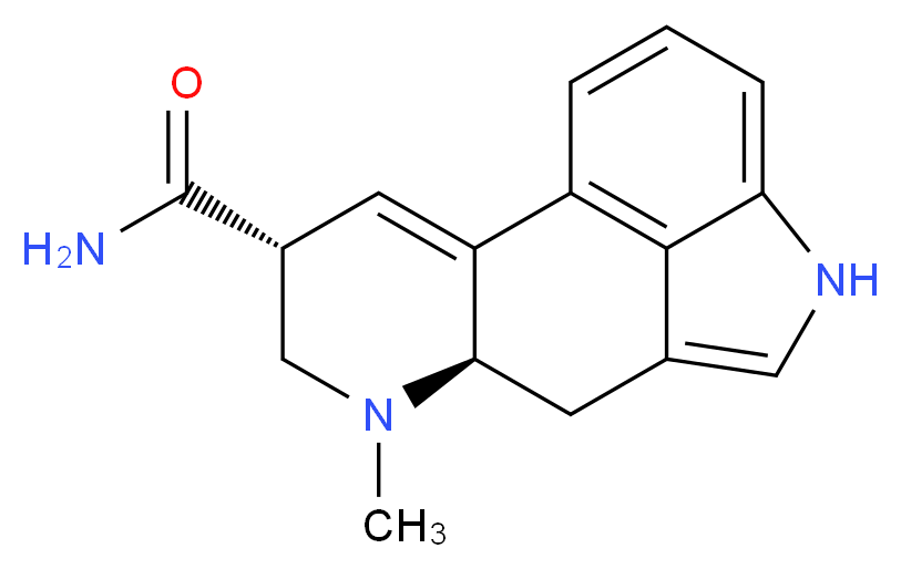 (4R,7R)-6-methyl-6,11-diazatetracyclo[7.6.1.0<sup>2</sup>,<sup>7</sup>.0<sup>1</sup><sup>2</sup>,<sup>1</sup><sup>6</sup>]hexadeca-1(16),2,9,12,14-pentaene-4-carboxamide_分子结构_CAS_478-94-4