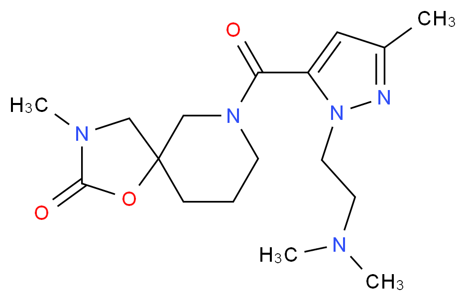 7-({1-[2-(dimethylamino)ethyl]-3-methyl-1H-pyrazol-5-yl}carbonyl)-3-methyl-1-oxa-3,7-diazaspiro[4.5]decan-2-one_分子结构_CAS_)