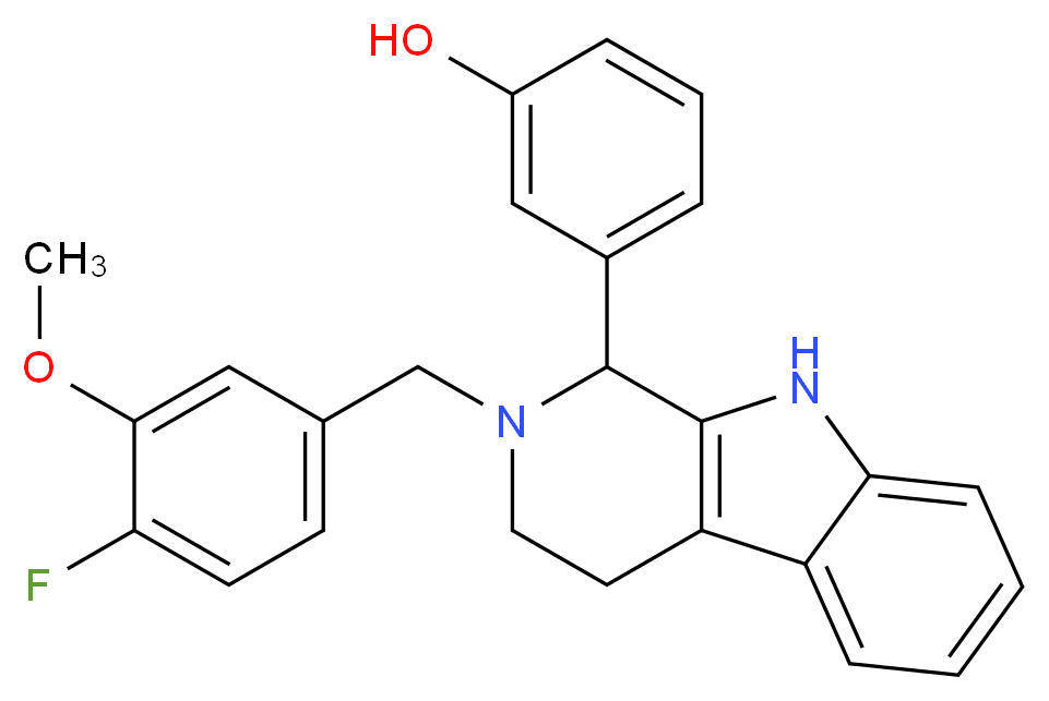 3-[2-(4-fluoro-3-methoxybenzyl)-2,3,4,9-tetrahydro-1H-beta-carbolin-1-yl]phenol_分子结构_CAS_)