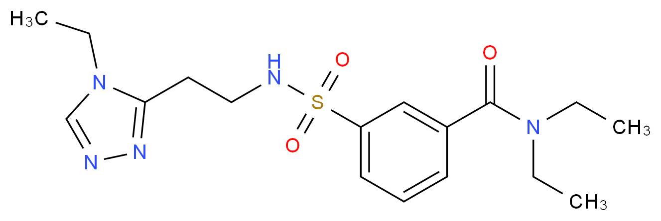 N,N-diethyl-3-({[2-(4-ethyl-4H-1,2,4-triazol-3-yl)ethyl]amino}sulfonyl)benzamide_分子结构_CAS_)