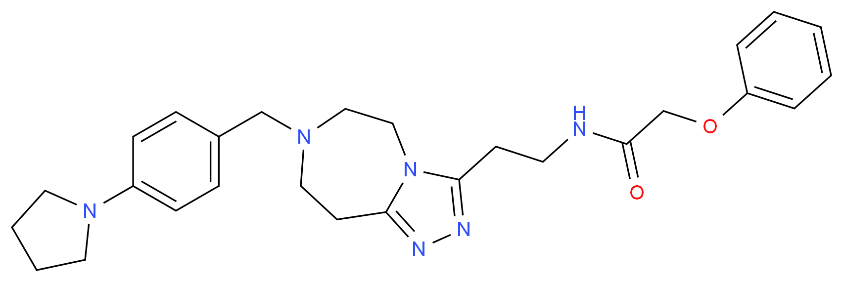 2-phenoxy-N-(2-{7-[4-(1-pyrrolidinyl)benzyl]-6,7,8,9-tetrahydro-5H-[1,2,4]triazolo[4,3-d][1,4]diazepin-3-yl}ethyl)acetamide_分子结构_CAS_)