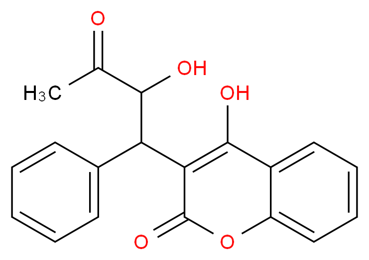 4-hydroxy-3-(2-hydroxy-3-oxo-1-phenylbutyl)-2H-chromen-2-one_分子结构_CAS_83219-99-2