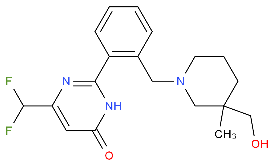 6-(difluoromethyl)-2-(2-{[3-(hydroxymethyl)-3-methylpiperidin-1-yl]methyl}phenyl)pyrimidin-4(3H)-one_分子结构_CAS_)