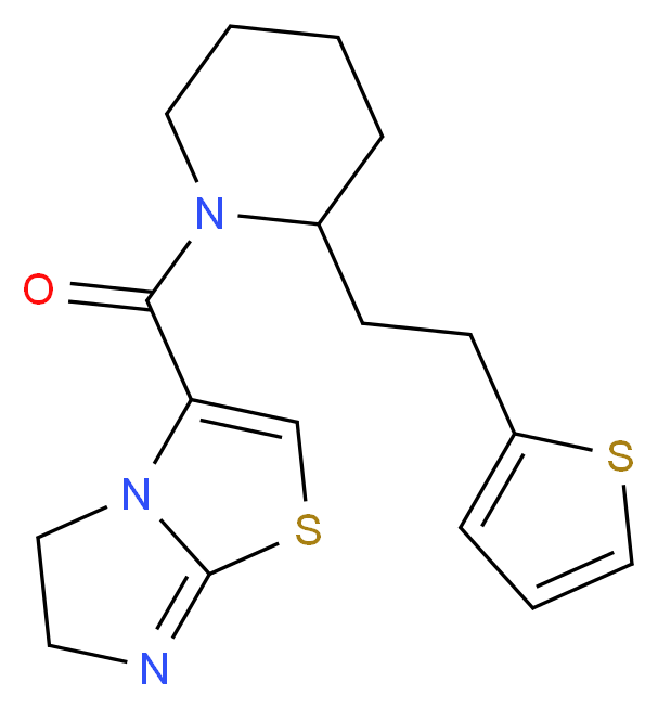 3-({2-[2-(2-thienyl)ethyl]-1-piperidinyl}carbonyl)-5,6-dihydroimidazo[2,1-b][1,3]thiazole_分子结构_CAS_)