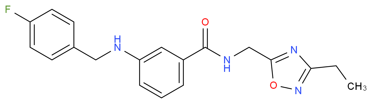 N-[(3-ethyl-1,2,4-oxadiazol-5-yl)methyl]-3-[(4-fluorobenzyl)amino]benzamide_分子结构_CAS_)