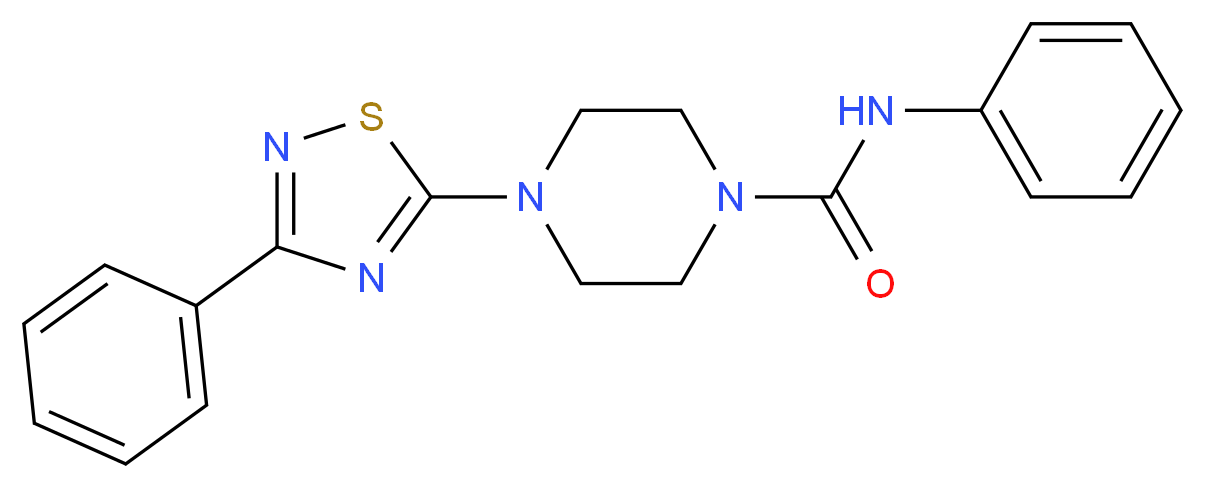 N-phenyl-4-(3-phenyl-1,2,4-thiadiazol-5-yl)piperazine-1-carboxamide_分子结构_CAS_681136-29-8