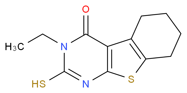 3-Ethyl-2-mercapto-5,6,7,8-tetrahydro-3H-benzo[4,5]thieno[2,3-d]pyrimidin-4-one_分子结构_CAS_59898-66-7)