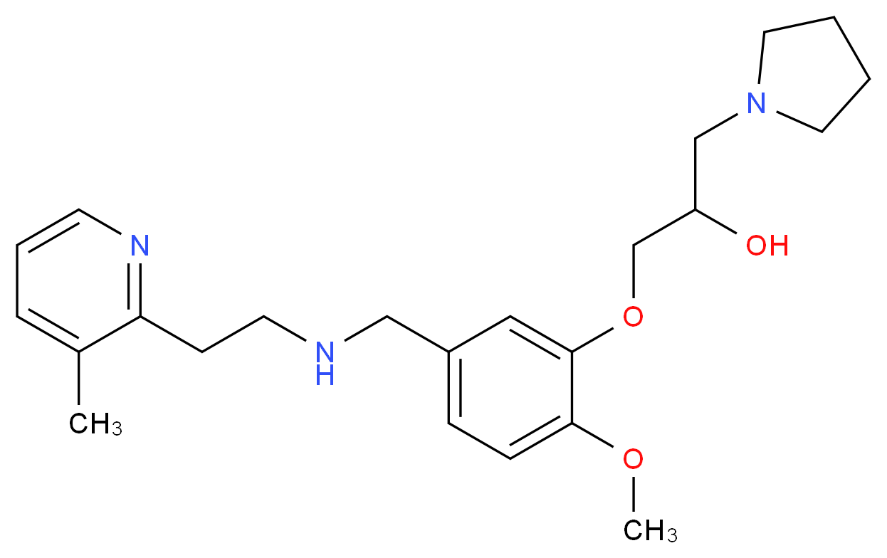 1-[2-methoxy-5-({[2-(3-methyl-2-pyridinyl)ethyl]amino}methyl)phenoxy]-3-(1-pyrrolidinyl)-2-propanol_分子结构_CAS_)
