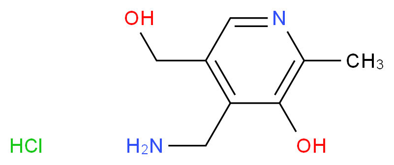 4-(aminomethyl)-5-(hydroxymethyl)-2-methylpyridin-3-ol hydrochloride_分子结构_CAS_524-36-7