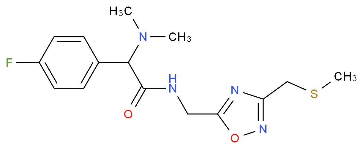 2-(dimethylamino)-2-(4-fluorophenyl)-N-({3-[(methylthio)methyl]-1,2,4-oxadiazol-5-yl}methyl)acetamide_分子结构_CAS_)