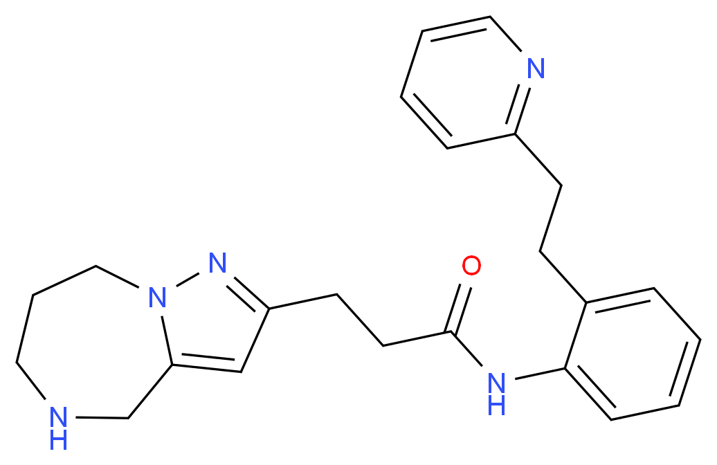 N-{2-[2-(2-pyridinyl)ethyl]phenyl}-3-(5,6,7,8-tetrahydro-4H-pyrazolo[1,5-a][1,4]diazepin-2-yl)propanamide_分子结构_CAS_)