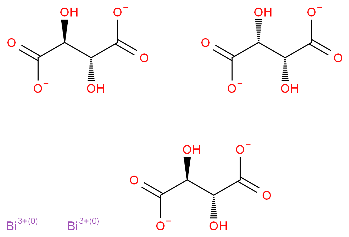 dibismuth(3+) ion (2R,3R)-2,3-dihydroxybutanedioate bis((2R,3S)-2,3-dihydroxybutanedioate)_分子结构_CAS_6591-56-6