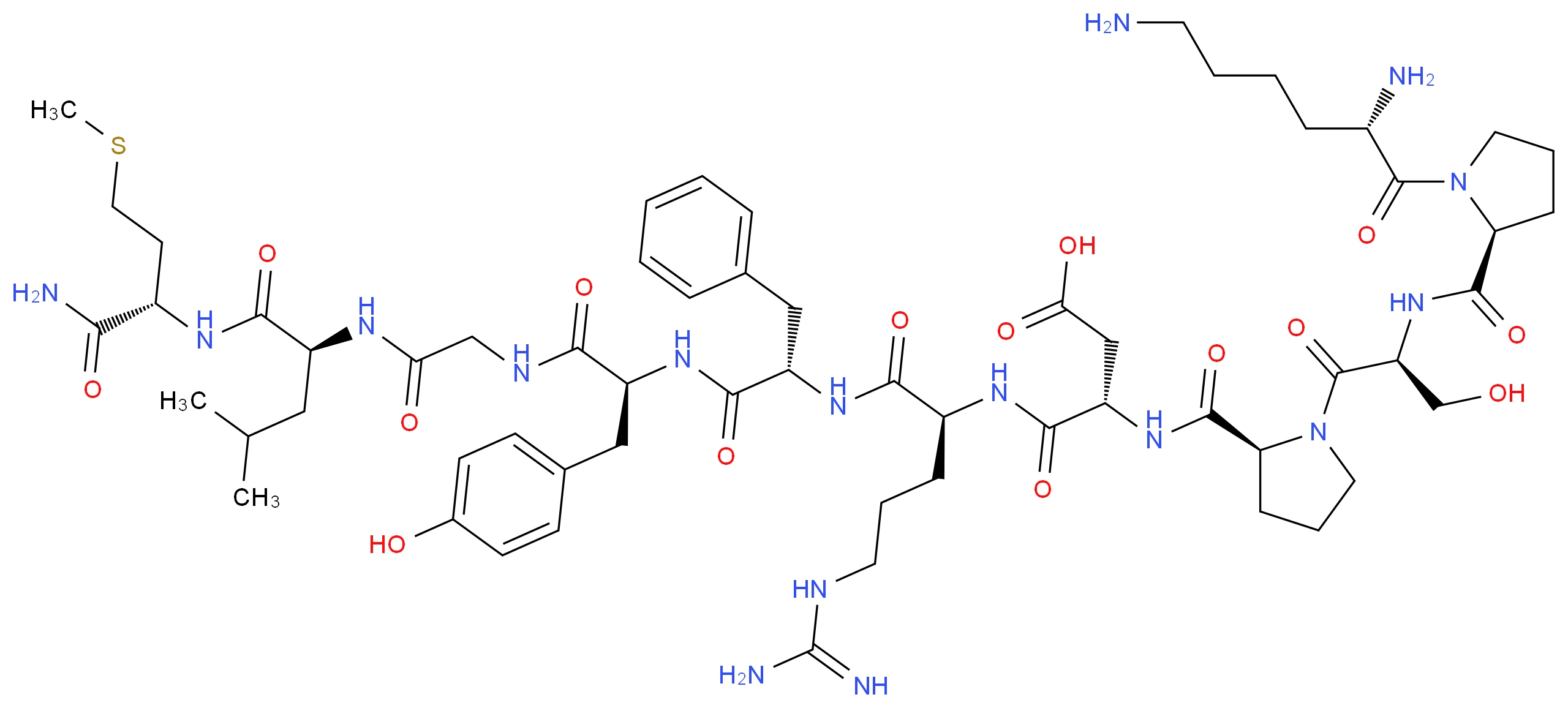 (3S)-3-{[(1S)-4-carbamimidamido-1-{[(1S)-1-{[(1S)-1-[({[(1S)-1-{[(1S)-1-carbamoyl-3-(methylsulfanyl)propyl]carbamoyl}-3-methylbutyl]carbamoyl}methyl)carbamoyl]-2-(4-hydroxyphenyl)ethyl]carbamoyl}-2-phenylethyl]carbamoyl}butyl]carbamoyl}-3-{[(2S)-1-[(2S)-2-{[(2S)-1-[(2S)-2,6-diaminohexanoyl]pyrrolidin-2-yl]formamido}-3-hydroxypropanoyl]pyrrolidin-2-yl]formamido}propanoic acid_分子结构_CAS_135690-47-0