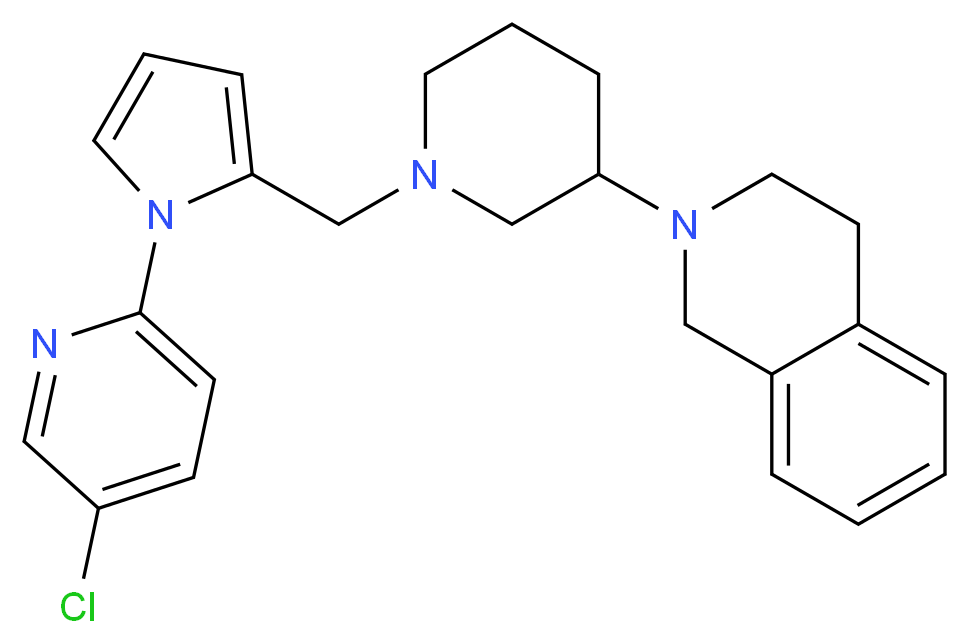 2-(1-{[1-(5-chloro-2-pyridinyl)-1H-pyrrol-2-yl]methyl}-3-piperidinyl)-1,2,3,4-tetrahydroisoquinoline_分子结构_CAS_)