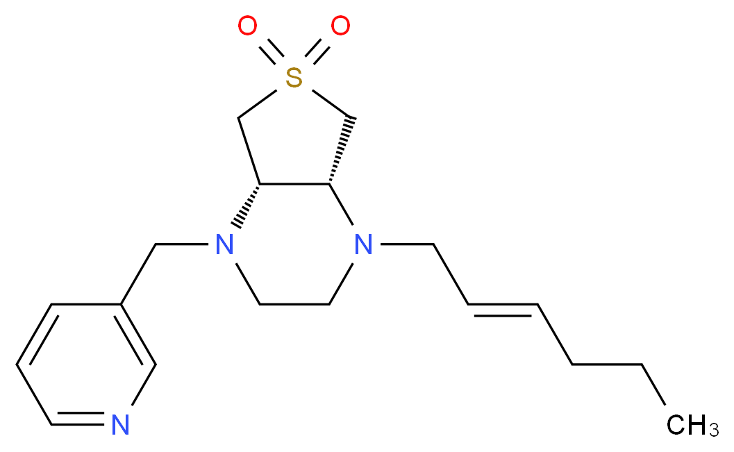 (4aS*,7aR*)-1-[(2E)-2-hexen-1-yl]-4-(3-pyridinylmethyl)octahydrothieno[3,4-b]pyrazine 6,6-dioxide_分子结构_CAS_)