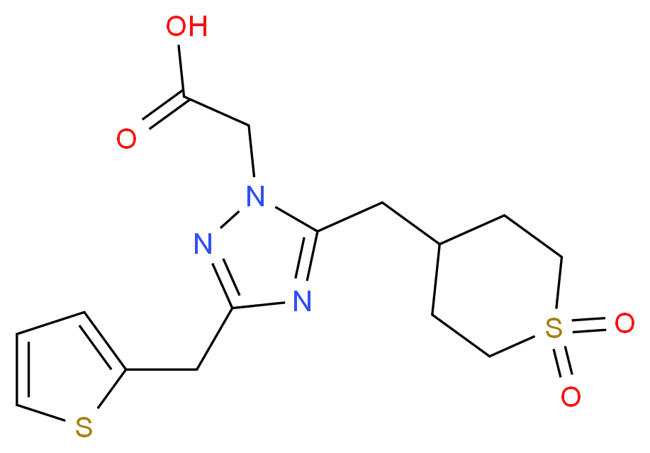 [5-[(1,1-dioxidotetrahydro-2H-thiopyran-4-yl)methyl]-3-(2-thienylmethyl)-1H-1,2,4-triazol-1-yl]acetic acid_分子结构_CAS_)