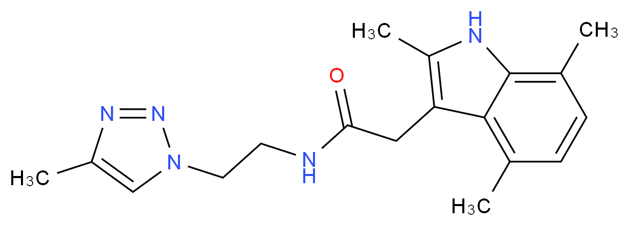 N-[2-(4-methyl-1H-1,2,3-triazol-1-yl)ethyl]-2-(2,4,7-trimethyl-1H-indol-3-yl)acetamide_分子结构_CAS_)