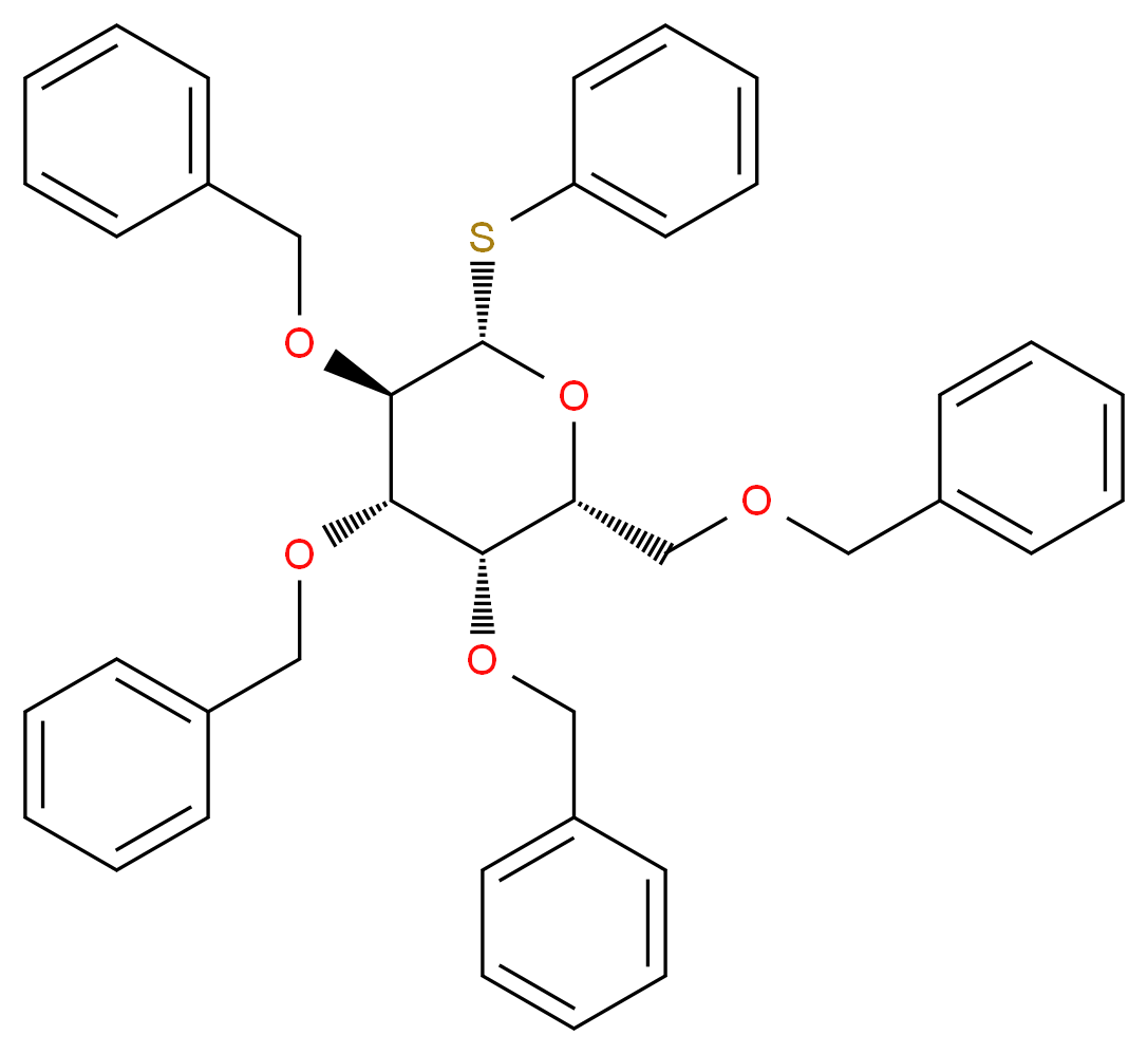 (2R,3S,4S,5R,6S)-3,4,5-tris(benzyloxy)-2-[(benzyloxy)methyl]-6-(phenylsulfanyl)oxane_分子结构_CAS_74801-29-9
