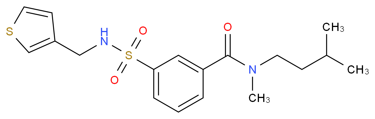 N-methyl-N-(3-methylbutyl)-3-{[(3-thienylmethyl)amino]sulfonyl}benzamide_分子结构_CAS_)